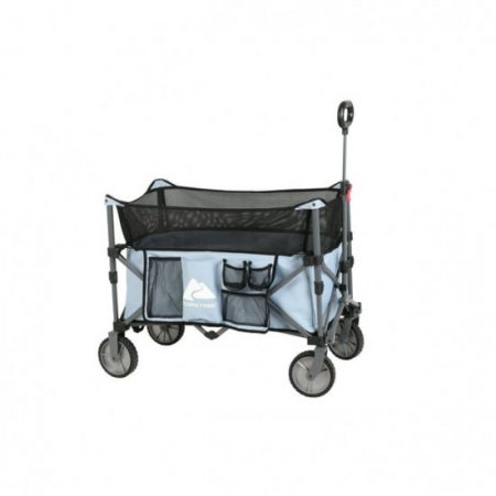 Ozark Trail Adult Height Adjustable Quad Fold Camping Cart Wagon, Blue