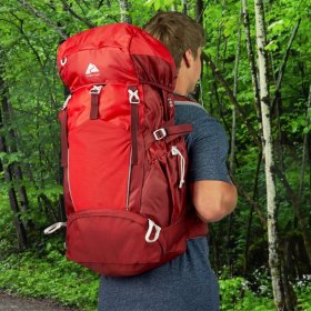 Ozark Trail 47 Liter Hydration Compatible, Hiking, Camping, Travel Backpack, Red, Unisex