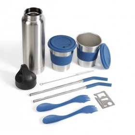 Ozark Trail 10 Piece Reusable Cutlery & Drinkware Combo Set, Navy Blue