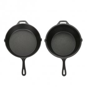 Ozark Trail 8 Piece Pre-Seasoned Cast Iron Skillet Cookware Set and Cleaning Tools