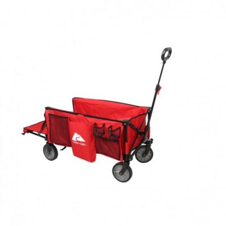 Ozark Trail Camping Utility Wagon with Tailgate & Extension Handle, Red